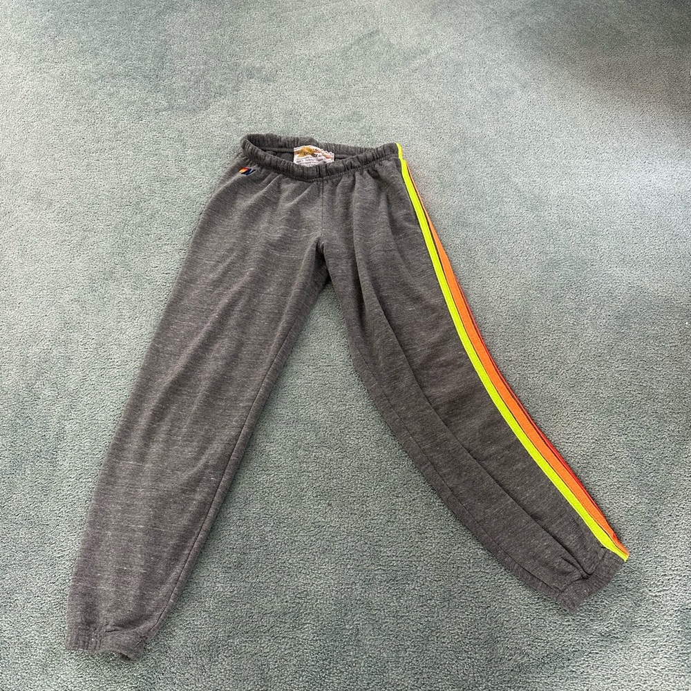 Aviator Nation Charcoal Joggers with Neon Stripes